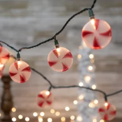 Northlight 10-Count Peppermint Candies Christmas Lights - 6ft Green Wire