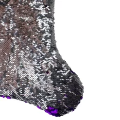 Northlight 23" Purple And Silver Reversible Sequined Christmas Stocking With Faux Fur Cuff -Christmas Decorations Store GUEST 01d48799 0d89 46e7 b572 c589d5944e9f