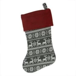 Northlight 19" Festive Grey, White And Red Snowflakes & Reindeer Knit Christmas Stocking 5 Northlight 19" Festive Grey, White And Red Snowflakes & Reindeer Knit Christmas Stocking -Christmas Decorations Store GUEST 02564bd3 390d 4558 84fa 001a2154dbf2