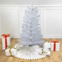 Northlight 3' Pre-Lit White Medium Pine Artificial Christmas Tree - Blue Lights