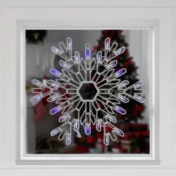 Northlight 15" LED Lighted Snowflake Christmas Window Silhouette - Pure White/Blue