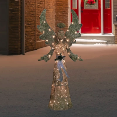 Northlight Lighted Golden Angel Christmas Decoration - 68" - Clear Lights 3 Northlight Lighted Golden Angel Christmas Decoration - 68" - Clear Lights