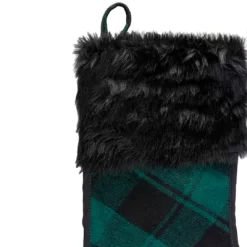 Northlight 19" Green And Black Plaid Christmas Stocking With Faux Fur 7 Northlight 19" Green And Black Plaid Christmas Stocking With Faux Fur -Christmas Decorations Store GUEST 06b7f140 4d42 40d7 a3da b4540de44d51