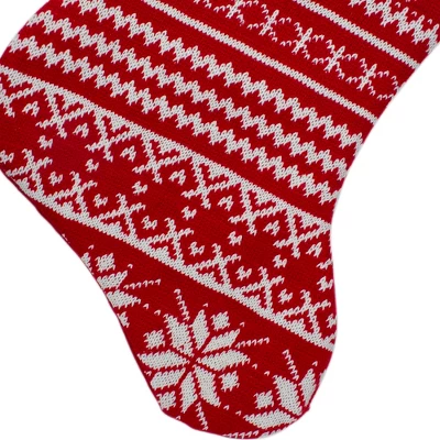 Northlight 22" Red And White Rustic Lodge Knit Christmas Stocking With Cuff 5 Northlight 22" Red And White Rustic Lodge Knit Christmas Stocking With Cuff - Image 3