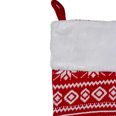 Northlight 22" Red And White Rustic Lodge Knit Christmas Stocking With Cuff 4 Northlight 22" Red And White Rustic Lodge Knit Christmas Stocking With Cuff - Image 2