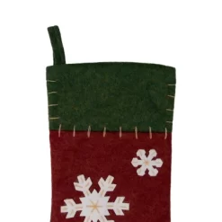 Northlight 20" Green And Red Snowflake Christmas Stocking With Blanket Stitching -Christmas Decorations Store GUEST 0f6d1409 33a5 4b76 b10a a52604187660