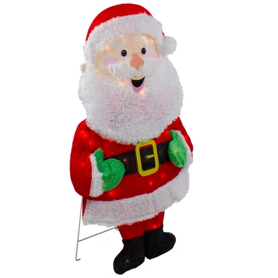 Northlight Lighted 2D Chenille Santa Outdoor Christmas Decoration - 32" - Warm White Lights 5 Northlight Lighted 2D Chenille Santa Outdoor Christmas Decoration - 32" - Warm White Lights - Image 3