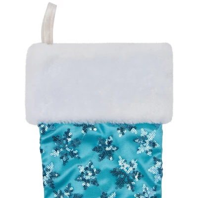 Northlight 20.5" Ice Palace Blue Sequin Snowflake Christmas Stocking With White Faux Fur Cuff 4 Northlight 20.5" Ice Palace Blue Sequin Snowflake Christmas Stocking With White Faux Fur Cuff - Image 2