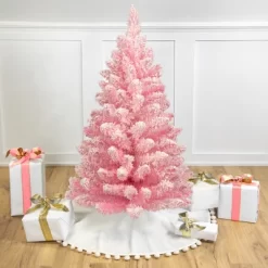 Northlight Medium Flocked Madeline Spruce Artificial Christmas Tree - 3' - Pink - Unlit