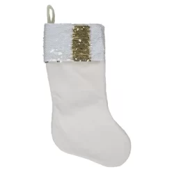 Northlight 20" Gold And White Reversible Sequin Cuff Christmas Stocking -Christmas Decorations Store GUEST 15cb392a 6bd6 4d1f 889a 7f2d709bd334
