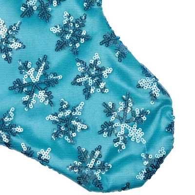 Northlight 20.5" Ice Palace Blue Sequin Snowflake Christmas Stocking With White Faux Fur Cuff 6 Northlight 20.5" Ice Palace Blue Sequin Snowflake Christmas Stocking With White Faux Fur Cuff - Image 4