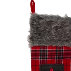 Northlight 20.5" Red And Black Plaid Christmas Stocking With Pocket And Faux Fur Cuff -Christmas Decorations Store GUEST 183de9c0 4e0a 4df1 a923 8ff86610c84d