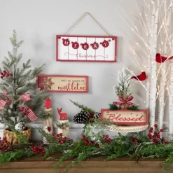 Northlight Framed "Meet Me Under The Mistletoe" Christmas Wall Decoration - 11.75" - Red -Christmas Decorations Store GUEST 19a4be61 c8b9 468e 962c 170007a9f7e7