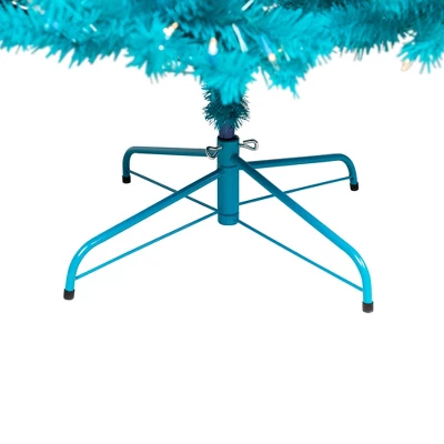 Northlight Pre-Lit Medium Pine Artificial Christmas Tree - 6' - Turquoise - Clear Lights 10 Northlight Pre-Lit Medium Pine Artificial Christmas Tree - 6' - Turquoise - Clear Lights - Image 8