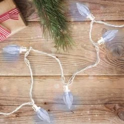 Northlight 25 Count Pure White LED C9 Christmas Lights, 16 Ft White Wire