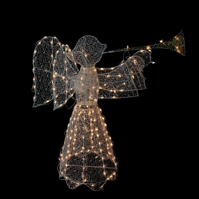 Northlight Lighted 3D Trumpeting Angel Outdoor Christmas Decoration - 44" - Clear Lights 4 Northlight Lighted 3D Trumpeting Angel Outdoor Christmas Decoration - 44" - Clear Lights - Image 2