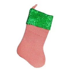 Northlight 19" Red And Green Chevron Sequin Christmas Stocking