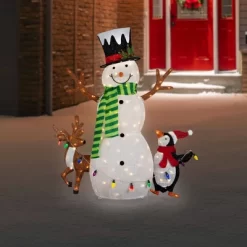 Northlight 3D LED Lighted Snowman And Penguin Outdoor Christmas Decoration - 48" - Warm White