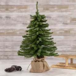 Northlight 1.5 FT Potted Downswept Mini Village Pine Medium Artificial Christmas Tree, Unlit