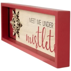 Northlight Framed "Meet Me Under The Mistletoe" Christmas Wall Decoration - 11.75" - Red -Christmas Decorations Store GUEST 26a7983d b6b7 4ed1 aa8a 6a366f45b2bb