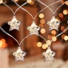 Northlight 10 B/O LED Warm White Clear Star And Yarn Christmas Lights - 4.5' Clear Wire