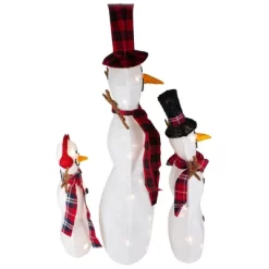 Northlight Lighted Tinsel Snowmen Family Christmas Outdoor Decorations - Clear Lights - Set Of 3 -Christmas Decorations Store GUEST 285dbccb be73 4084 99b1 908c35914ecc
