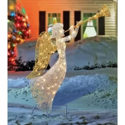 Northlight Lighted Glittered Trumpeting Angel Outdoor Christmas Decoration - 48" - Clear Lights -Christmas Decorations Store GUEST 2894edcb cefa 4127 b17b aa833970639b