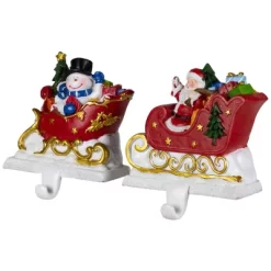 Northlight Santa And Snowman Sleigh Ride Christmas Stocking Holders - 4.25" - Set Of 2 -Christmas Decorations Store GUEST 2b159748 bf8c 413a 9c84 24871affa54d