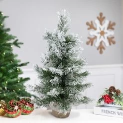 Northlight 1.5 FT Flocked Pine Medium Artificial Christmas Tree In Burlap Base - Unlit