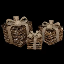 Northlight Lighted Rattan Gift Boxes With Burlap Bows Christmas Decorations - 9" - Set Of 3 -Christmas Decorations Store GUEST 2ef214ae f930 43f4 b261 1d85d29761dc
