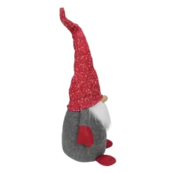 Northlight Gnome With Tall Bendable Hat Christmas Decoration - 22" - Grey And Red