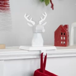 Northlight Set Of 2 White Reindeer Head Christmas Stocking Holders 5.75"