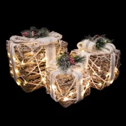 Northlight LED Lighted Gift Boxes With Pine And Berries Christmas Decorations - 9.75" - Set Of 3 -Christmas Decorations Store GUEST 2fb16e22 214c 42dc 93c1 c5ac6cafa8c7