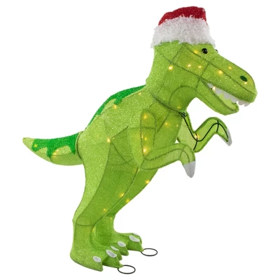Northlight LED Lighted Tinsel Santa T-Rex Dinosaur Outdoor Christmas Decoration - 30" - Warm White 7 Northlight LED Lighted Tinsel Santa T-Rex Dinosaur Outdoor Christmas Decoration - 30" - Warm White - Image 5