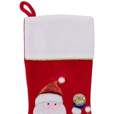 Northlight 20.5" Red And White Glittered Santa Claus And Reindeer Christmas Stocking 4 Northlight 20.5" Red And White Glittered Santa Claus And Reindeer Christmas Stocking - Image 2