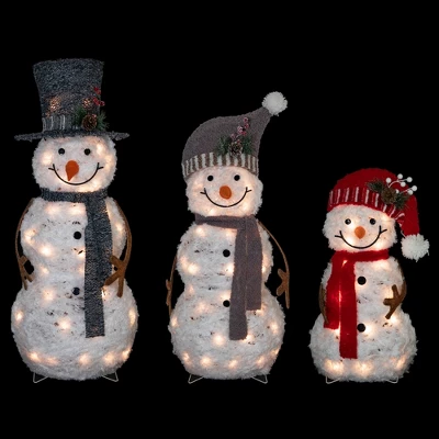 Northlight Lighted Snowman Family Outdoor Christmas Decoration - 39.5" - Warm White - Set Of 3 4 Northlight Lighted Snowman Family Outdoor Christmas Decoration - 39.5" - Warm White - Set Of 3 - Image 2
