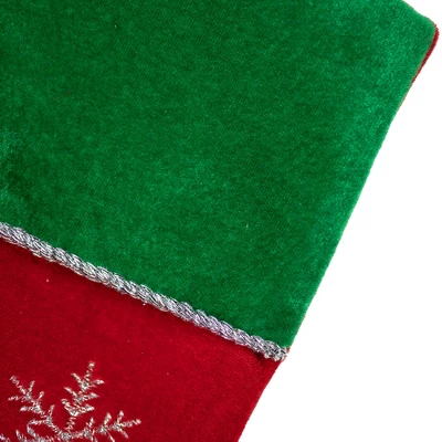 Northlight 20" Red Velveteen Sequined Christmas Tree Stocking With Green Cuff 4 Northlight 20" Red Velveteen Sequined Christmas Tree Stocking With Green Cuff - Image 2