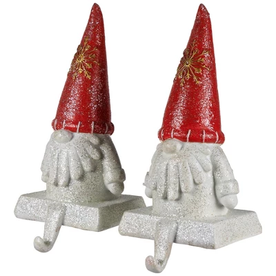 Northlight Glittered Gnome Christmas Stocking Holders - 8.25" - Set Of 2 6 Northlight Glittered Gnome Christmas Stocking Holders - 8.25" - Set Of 2 - Image 4