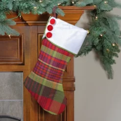 Northlight 19" Multi-Color Plaid Christmas Stocking With Green And Yellow Trim And Red Buttons -Christmas Decorations Store GUEST 40a457aa e1ec 4165 bdc7 451ce2d9d16e