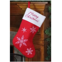 Northlight 16" Red And White Merry Christmas Snowflake Embroidered Christmas Stocking -Christmas Decorations Store GUEST 466b7429 1ea0 46ee 94ea f8b58cb9f196