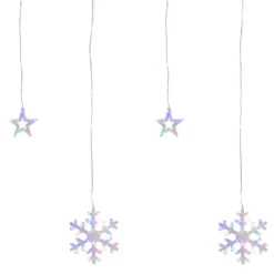 Northlight LED Star And Snowflake Curtain Christmas Lights - Multicolor - 4.75' Clear Wire - 250ct