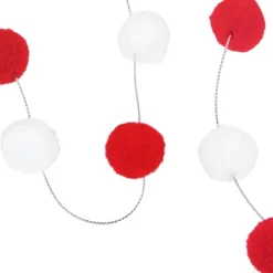 Northlight 9' Red And White Plush Snowball Christmas Garland -Christmas Decorations Store GUEST 48b2464c a8b6 4372 bf8a dea91b7d73df