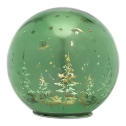 Northlight LED Lighted Pine Trees And Snowflakes Glass Globe Christmas Decoration - 6" -Christmas Decorations Store GUEST 4906b779 ea5a 4a7b 9002 5a4f4bbf459e