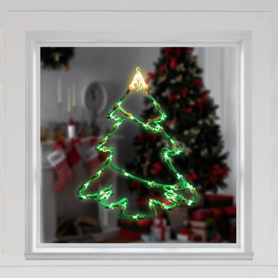 Northlight Lighted Christmas Tree Window Silhouette Decoration - 15" - Green And Yellow Lights 4 Northlight Lighted Christmas Tree Window Silhouette Decoration - 15" - Green And Yellow Lights - Image 2