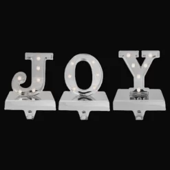 Northlight LED Lighted "JOY" Christmas Stocking Holder - 6.5" - Silver Finish - Set Of 3 -Christmas Decorations Store GUEST 4c8cfa1f e4b3 41a8 b678 25fdb877debb