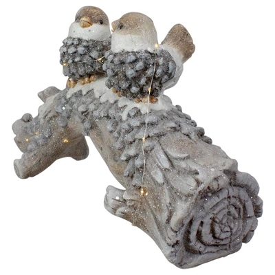 Northlight LED Lighted Rustic Glittered Birds On A Snowy Log Christmas Decoration - 18" 5 Northlight LED Lighted Rustic Glittered Birds On A Snowy Log Christmas Decoration - 18" - Image 3