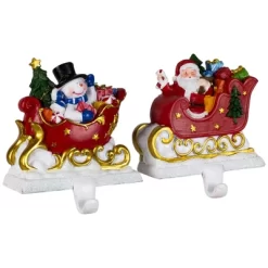 Northlight Santa And Snowman Sleigh Ride Christmas Stocking Holders - 4.25" - Set Of 2 -Christmas Decorations Store GUEST 507eb39f 5cd2 463d af58 1afe8dedec8f