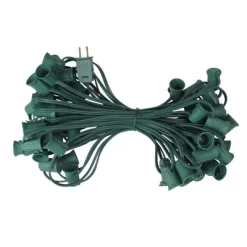 Northlight Commercial Grade C9 Christmas Light Socket Set - 50' Green Wire - 18 Gauge