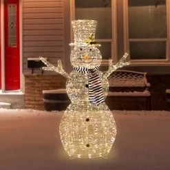 Northlight 48" LED Lighted Silver Mesh Snowman Outdoor Twinkling Christmas Decoration