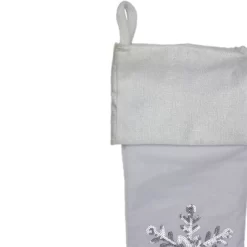 Northlight 20" White Christmas Stocking With Silver Sequin Snowflake -Christmas Decorations Store GUEST 550673d4 db03 4d4d 8c38 374745f8c18e